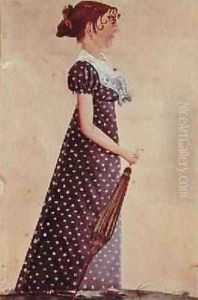 Girl with Green Umbrella 1835 by Jacob Maentel