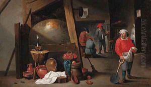 Peasants in a tavern by Cornelis Mahu