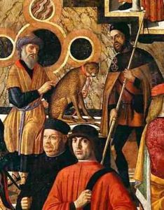 Leopard and Handler detail from the Miraculous Healing of the Daughter of Benvegnudo