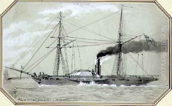 A paddle driven steam warship - view 1
