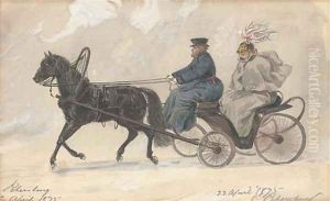 An officer in a horse-drawn carriage, St. Petersburg by William McConnell