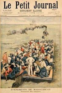Events in Madagascar The Repatriation of French troops illustration from Le Petit Journal 20th January 1896 by Tofani, Oswaldo Meaulle, F.L. &