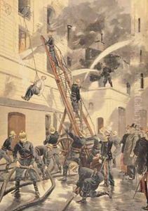 Felix Faure 1841-99 with the firemen from Le Petit Journal 20th February 1898 by Tofani, Oswaldo Meaulle, F.L. &