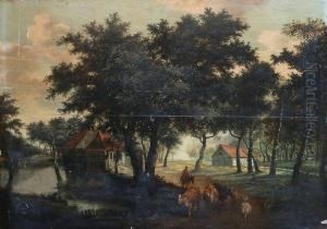 Troupeaude Vaches Sur Un Chemin Au Bord De La Riviere Troupeaude Vaches Sur Un Chemin Au Bord De La Riviere