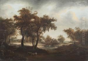 Sommerlandschaft Mit Wassermuhle Und Gehoft by Meindert Hobbema
