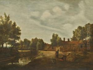 Landschaft Mit Dorf by Meindert Hobbema