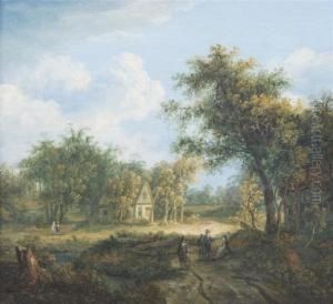 Landscape With Cottage by Meindert Hobbema