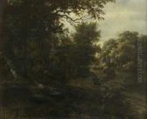 Paysage De Foret Et Promeneurs