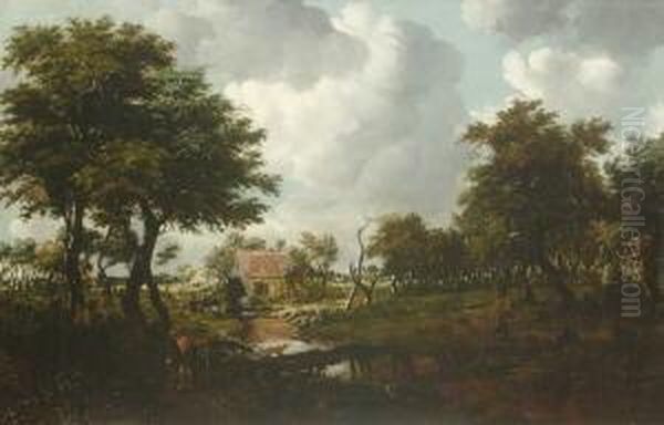 Baumlandschaft Mit Bauernhausern. - view 1