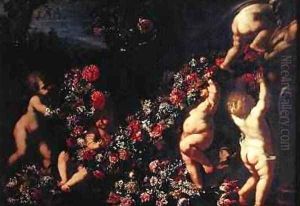 Putti Playing with Garlands of Flowers