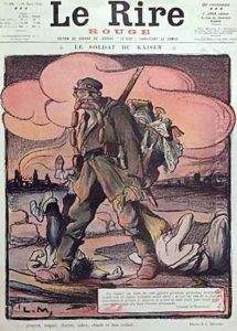 Caricature of a German soldier from the front cover of Le Rire Rouge 20th March 1915 Caricature of a German soldier from the front cover of Le Rire Rouge 20th March 1915