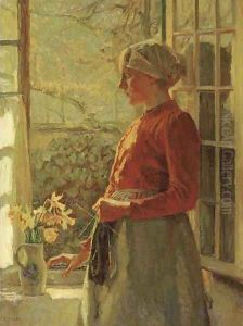 The first daffodils Girl from Laren (Holland)