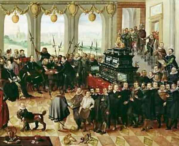 Presentation of the Pomeranian Kunstschrank to Duke Philip II of Pomerania-Stettin 1606-18 in 1617 - view 1
