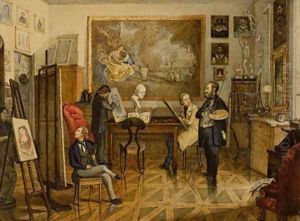In the Studio of Miklos Barabas by Than Mor