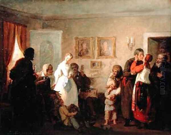 Congratulating the NewlyWeds in a Manor House 1860 - view 1