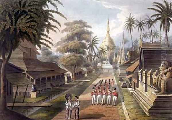 The Principal Approach to the Great Dagon Pagoda at Rangoon - view 1