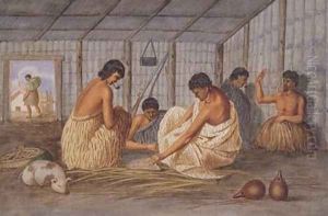 Interior of a New Zealand hut 1845 by Joseph Jenner Merrett