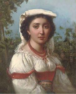 Portrait of a Neapolitan girl by Domenico Morelli