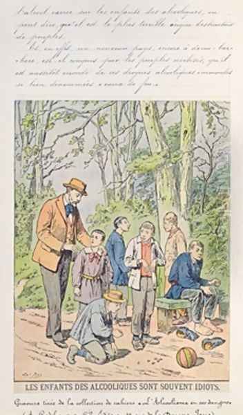 The children of alcoholics are often idiots illustration from childrens book on the dangers of alcoholism late 19th century - view 1