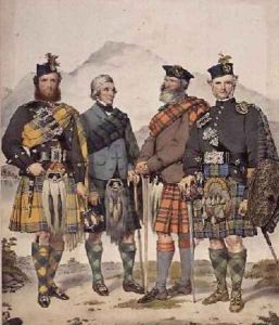 Four Gentlemen in Highland Dress 1869 by Kenneth Macleay