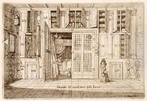 Interior Drawing RoomStudy from Cornelio Meyers Book of Knowledge 1696 by Cornelis Jansz Meyer