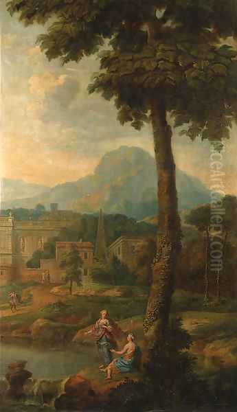 Italianate landscapes with figures and classical buildings - view 1