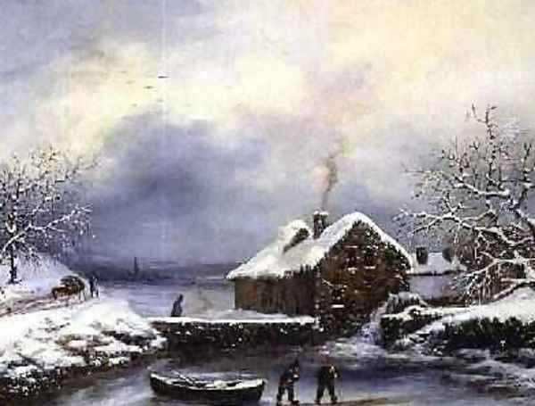 Frozen River Scene with Figures - view 1