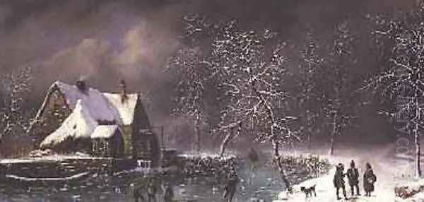 Cottage by a Frozen Pond - view 1