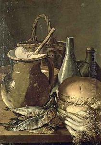 Still Life with Fish Leeks and Bread