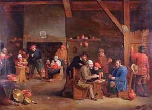 Tavern interior with card players Tavern interior with card players