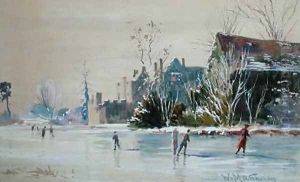 Skating at Broughton Castle by William Matthison