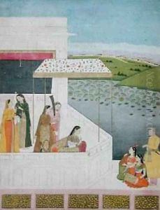 Young Woman Listening to Music by Manak