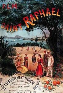 Poster advertising PLM Trains to St Raphael