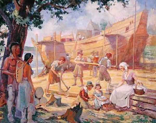 Ship Building in New Netherland 1930s - view 1