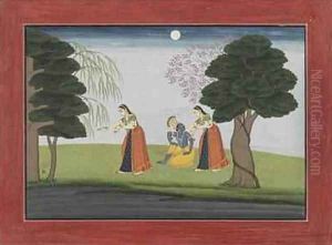 Krishna Vanishes from His Favourite by The Family of Manaku