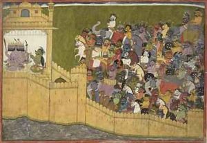 Ravana in conference with the Raksasa captain Ravana in conference with the Raksasa captain