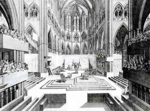 Coronation of James II at the Collegiate Church of St Peter Westminster by Samuel Moore