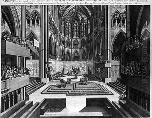 A Prospect of the Inside of the Collegiate Church of St Peter in Westminster Westminster Abbey before the Coronation of James II 1633-1701 1688 - view 1