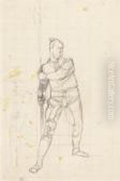 Study Of A Soldier With Halberd For 'marignano Vi' - view 1