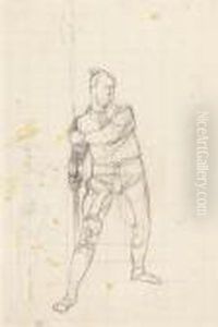 Study Of A Soldier With Halberd For 'marignano Vi'