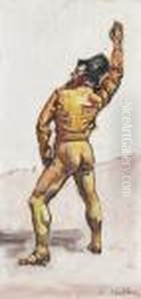 Study Of A Swaering Soldier In Left Profile For 'unanimity' - view 1