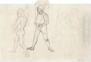 Sketch With Four Soldiers For 'marignano I' Sketch With Four Soldiers For 'marignano I'