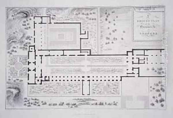 Ground Plan of the gardens of the Generalife Granada from The Arabian Antiquities of Spain - view 1