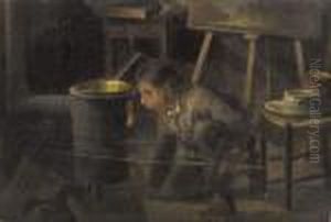 Knabe (albert Trachsel) Am Herd. Werkstattinneres
