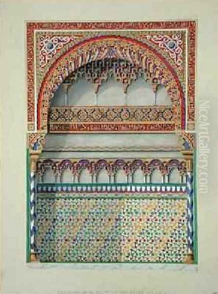 Elevation of an alcove in the Pateo del Agua Alhambra from The Arabian Antiquities of Spain - view 1