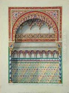 Elevation of an alcove in the Pateo del Agua Alhambra from The Arabian Antiquities of Spain Elevation of an alcove in the Pateo del Agua Alhambra from The Arabian Antiquities of Spain