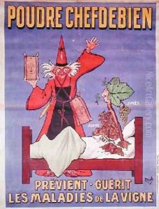 Poster advertising La Poudre Chefdebien to prevent and cure diseases on vines 1914 by (Michel Liebaux) Mich