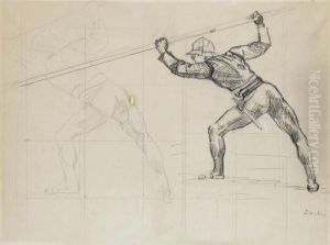 Entwurfsskizze Zu 'la Bataille De Morat' by Ferdinand Hodler