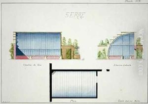 Design for a hothouse with curved glass walls and roof by H. Monnot