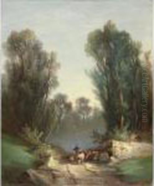 Hirte In Landschaft Mit Baumen - view 1